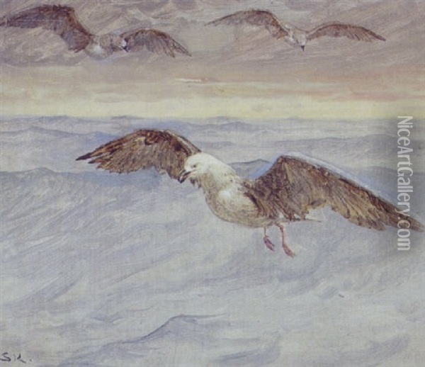 Mager Flyvende Over Havet Oil Painting - Peder Severin Kroyer