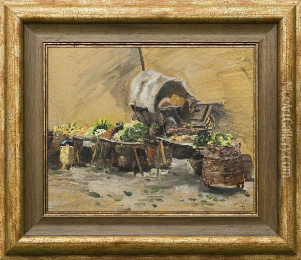 Market Stall Oil Painting - Roman Kochanowski