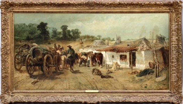 Wallachian Peasants Oil Painting - Adolf Schreyer