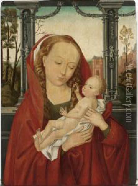 The Madonna And Child Before A Landscape With A View On City Walls Oil Painting - Rogier van der Weyden