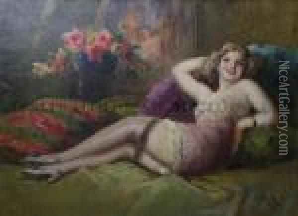 Reclining Lady Oil Painting - Richard Geiger