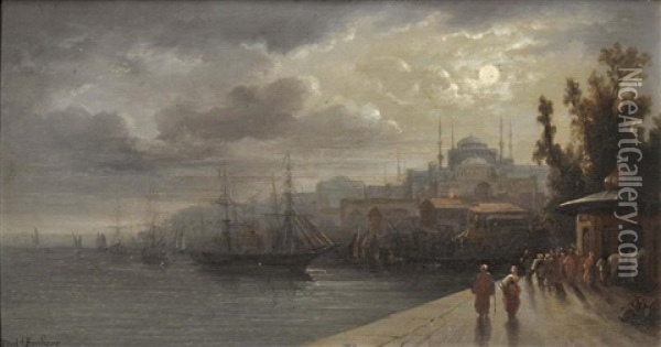 Constantinople, Sainte Sophie Au Clair De Lune Oil Painting - Ferdinand Bonheur