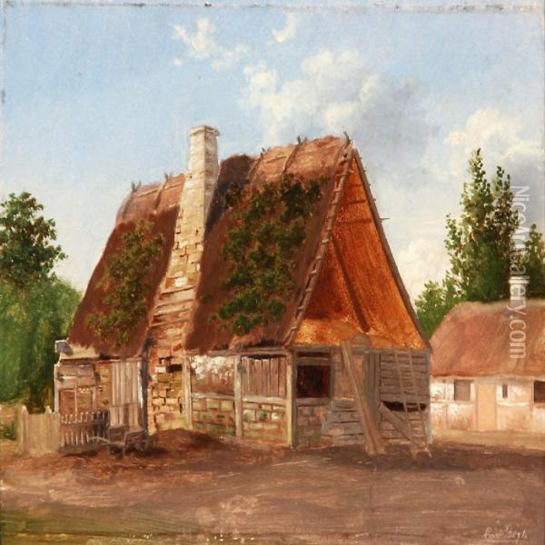 Summer Day At A Dilapidated And Picturesque Farmerhouse Oil Painting - Carl Henrik Bogh