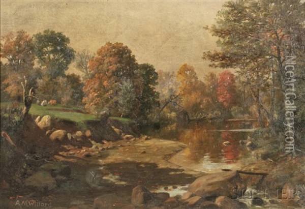 Autumn Pasture By A Stream Oil Painting - Archibald Willard