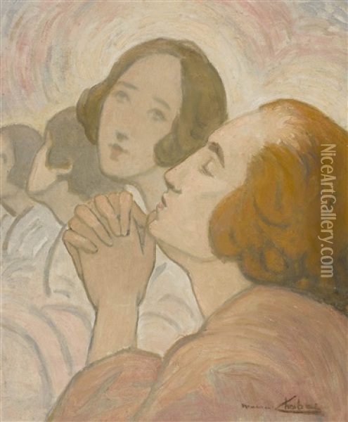 Tetes De Femmes (la Priere) Oil Painting - Maurice Chabas