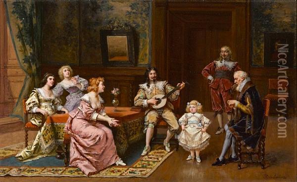 Performing For Grandfather Oil Painting - Ladislaus Bakalowicz