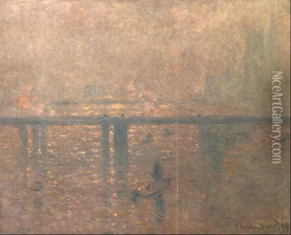 Charing Cross Bridge A La Hauteur Du Parlement Oil Painting - Claude Monet