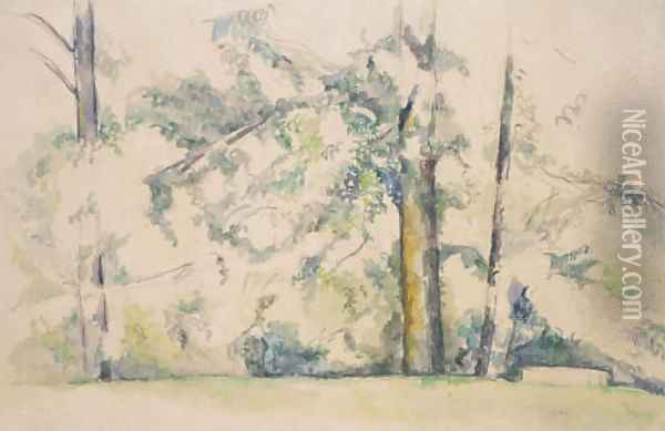 Les grands arbres du Jas de Bouffan Oil Painting - Paul Cezanne