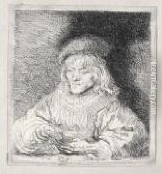 The Card Player (b., Holl.136; H.190; Bb.41-m) Oil Painting - Rembrandt Van Rijn