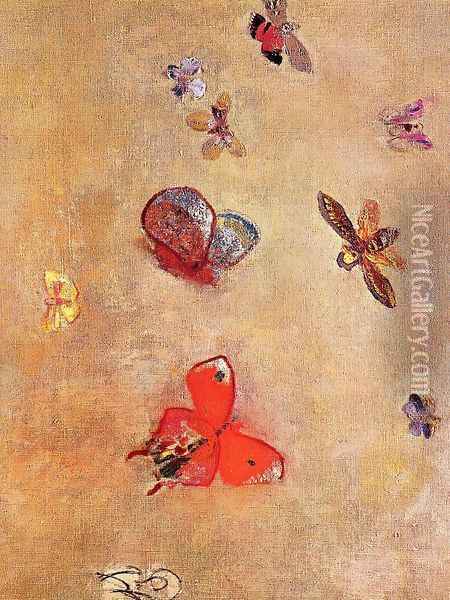 Butterflies Oil Painting - Odilon Redon