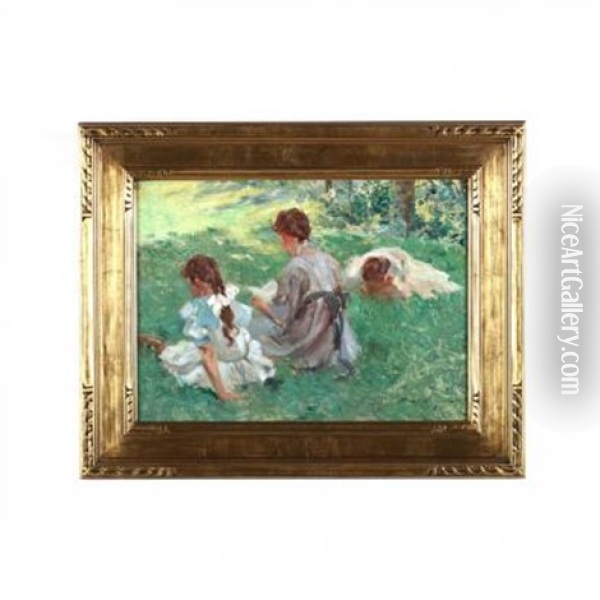 Study For On The Lawn Oil Painting - Edmund Marion Ashe