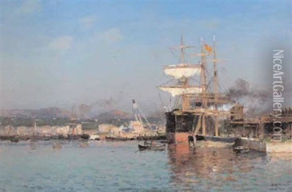 Port De Toulon Oil Painting - Jean Baptiste Olive