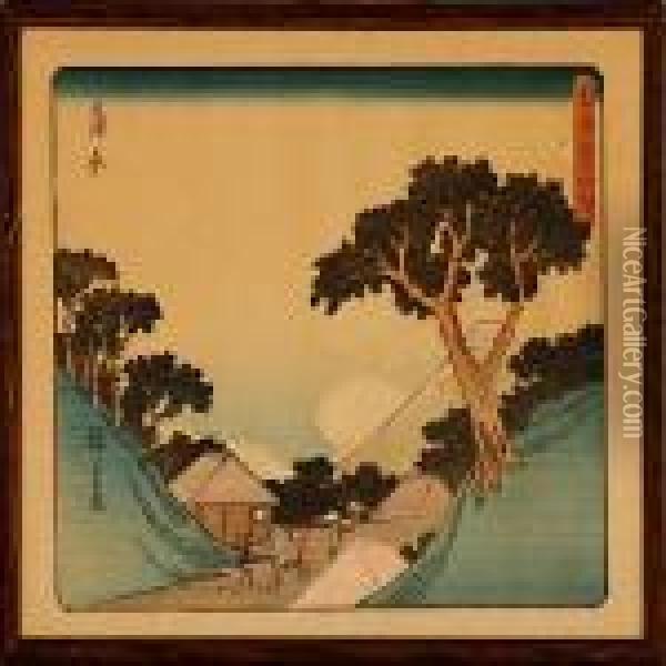Various Stations Of Tokaido Oil Painting - Tokubei Iii Hiroshigeando