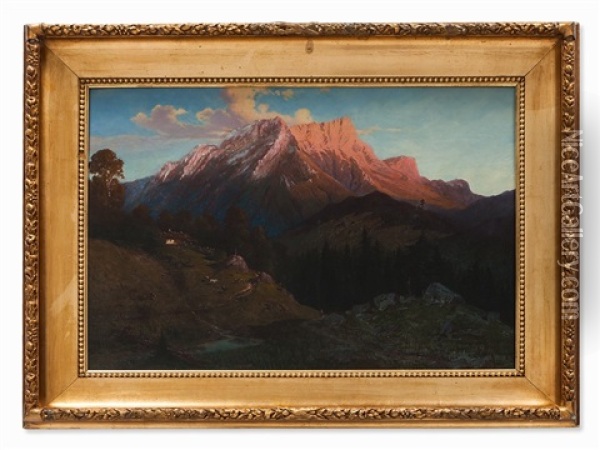 Alpine Landscape Oil Painting - Ferdinand Feldhuetter