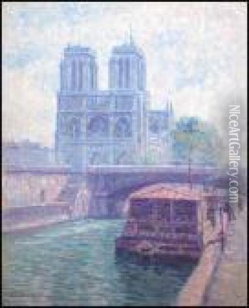 Notre Dame Vue Du Quai St. Michel Oil Painting - Caroline Helena Armington