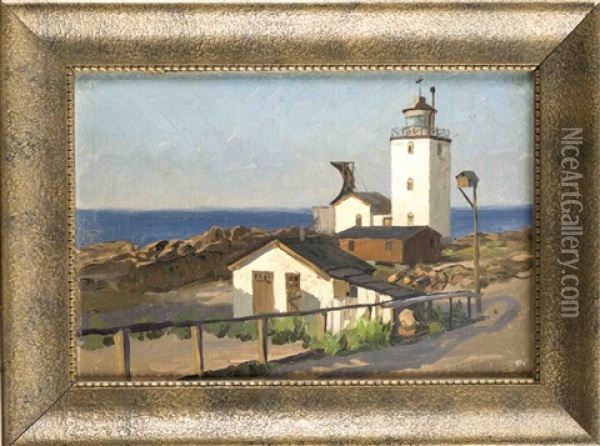 Leuchtturm Am Nordkap Zeigt Oil Painting - Carl Saltzmann
