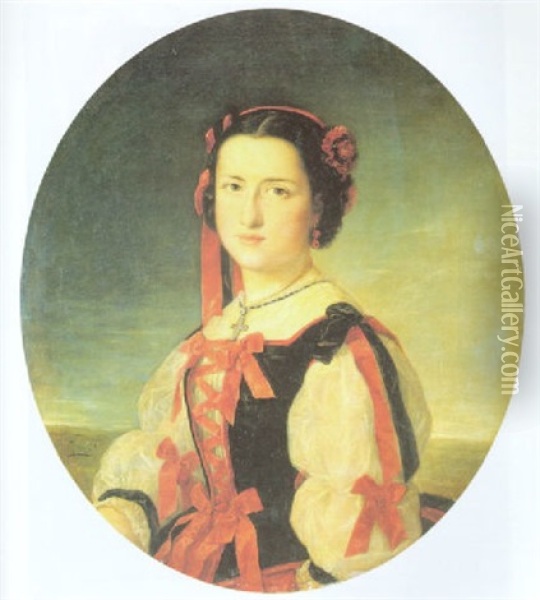 Retrato De Mujer Joven Oil Painting - Federico de Madrazo y Kuntz