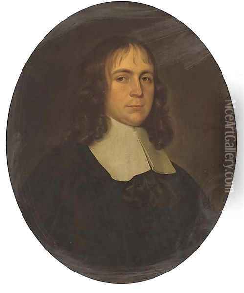 Portrait of a gentleman traditionally identified as the poet Andrew Marvell (1621-1678) Oil Painting - English School