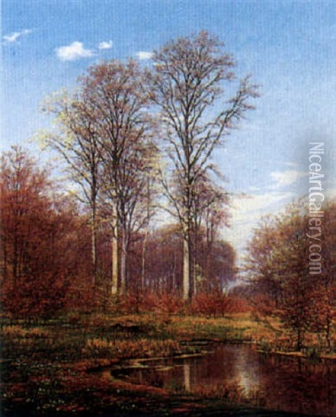 Wooded Landscape Oil Painting - Hans Gabriel Friis