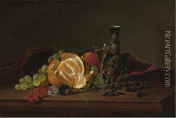 Still Life With Fruit And Vase Oil Painting - Andrew John Henry Way