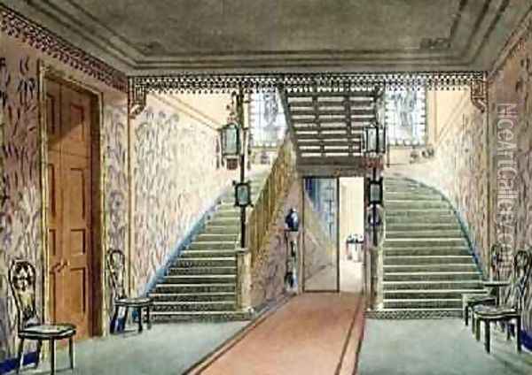 The Staircase from Views of the Royal Pavilion, Brighton Oil Painting - John Nash