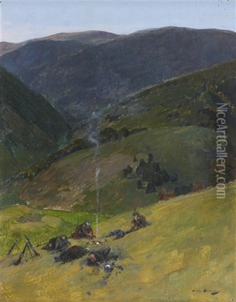 Le Bivouac Dans La Montagne Oil Painting - Andre Devambez