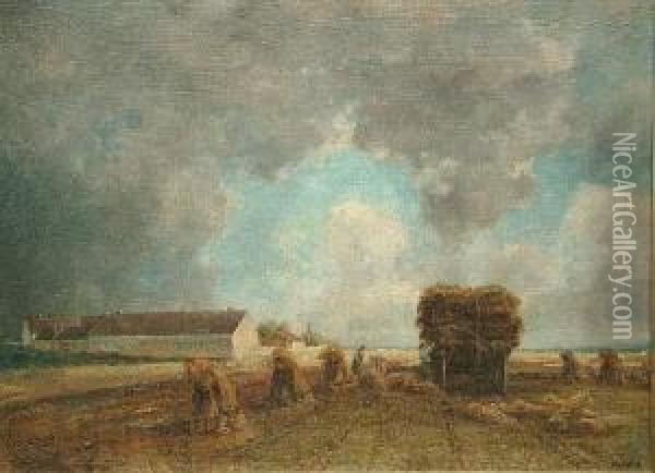 A Landscape With Haymakers Oil Painting - Philipp Roth