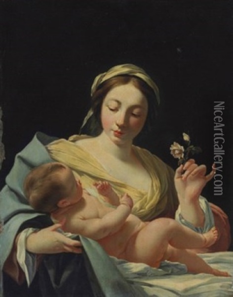 The Virgin And Child Of The Rose Oil Painting - Simon Vouet