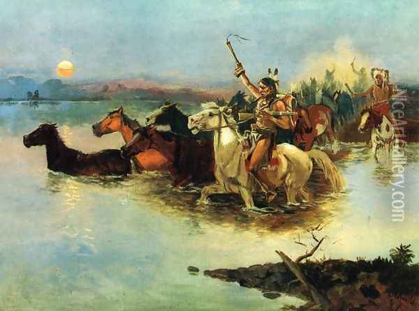 Crossing the Range Oil Painting - Charles Marion Russell