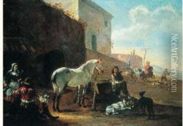 La Halte Des Cavaliers Oil Painting - Dirck Willemsz. Stoop