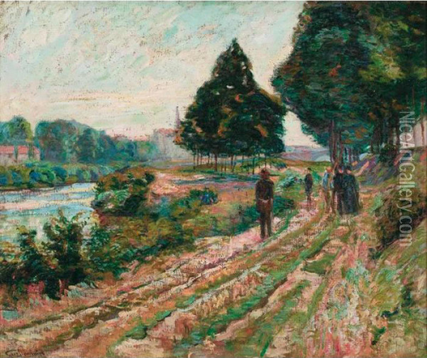 Chemin Au Bord De La Riviere Oil Painting - Armand Guillaumin