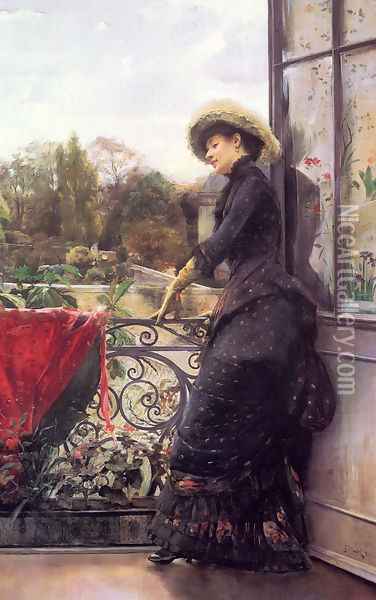 On The Terrace Oil Painting - Julius LeBlanc Stewart