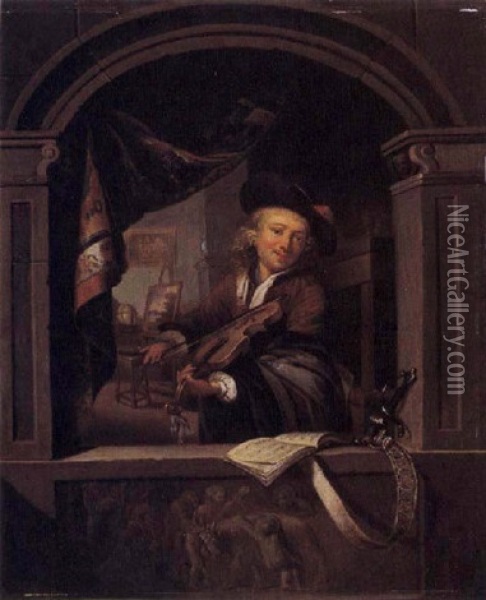 Caballero Tocando El Violin Oil Painting - Willem van Mieris
