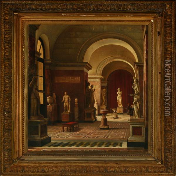 Interior From Louvre Oil Painting - Morten Jepsen