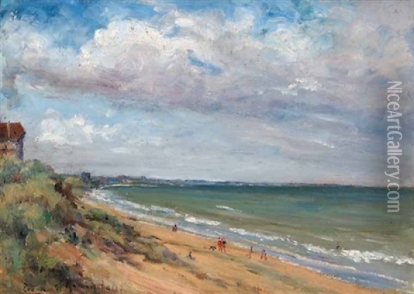 Untitled - Beach Scene Oil Painting - Frank Milton Armington