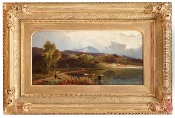 Landskap Med Figurer Och Boskap Oil Painting - Sidney Richard Percy