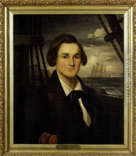 Portrait Of Ship Captain David Wheeler Stilson Oil Painting - Jeremiah P. Hardy