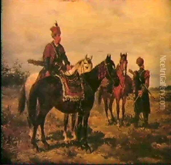 Ungarische Kavallerie Oil Painting - Ludwig Gedlek