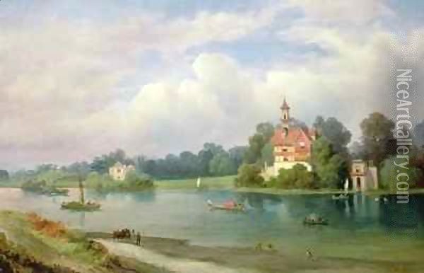 A View of Pope's House and Radnor House at Twickenham Oil Painting - Alexandre le Bihan
