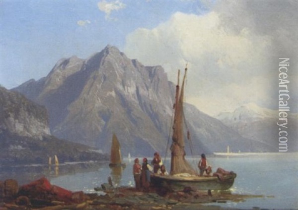 Ein Alpensee Oil Painting - Carl Hasch