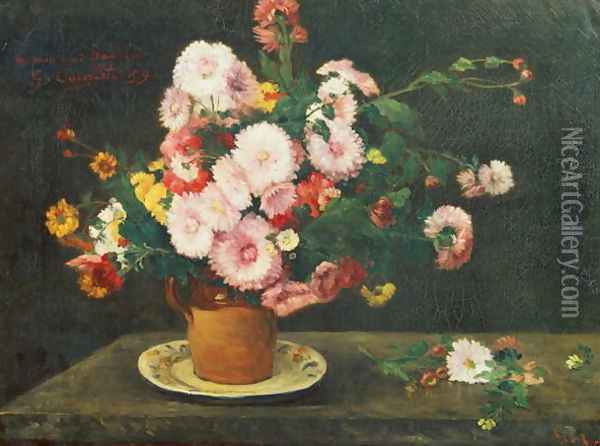 Still life with asters Oil Painting - Gustave Courbet