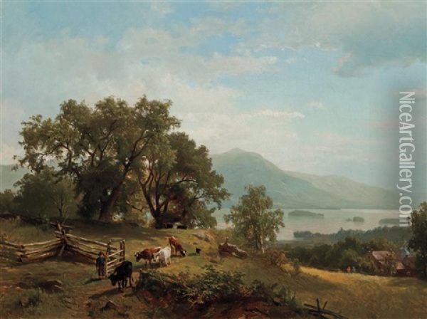 Scene On The Hudson Oil Painting - Hermann Fuechsel