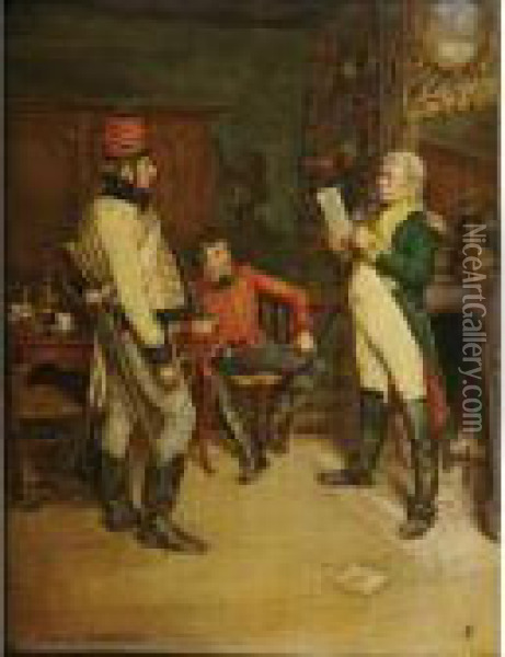 Soldiers Meeting Oil Painting - Jean-Louis-Ernest Meissonier