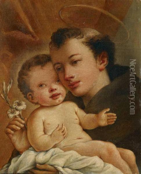 Der Hl. Antonius Von Padua Mit Dem Jesusknaben Oil Painting - Giovanni Domenico Tiepolo