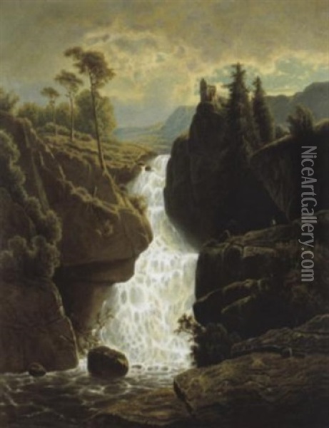 De Waterval Oil Painting - Adolf Chwala