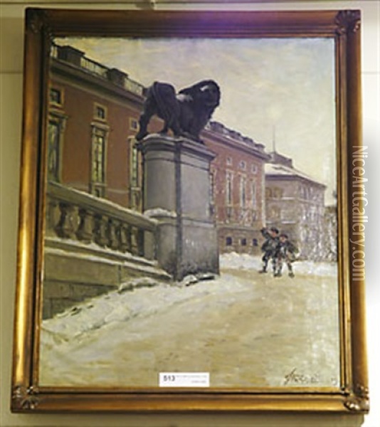 Lejonbacken I Vinter Oil Painting - Seth Roland Martin