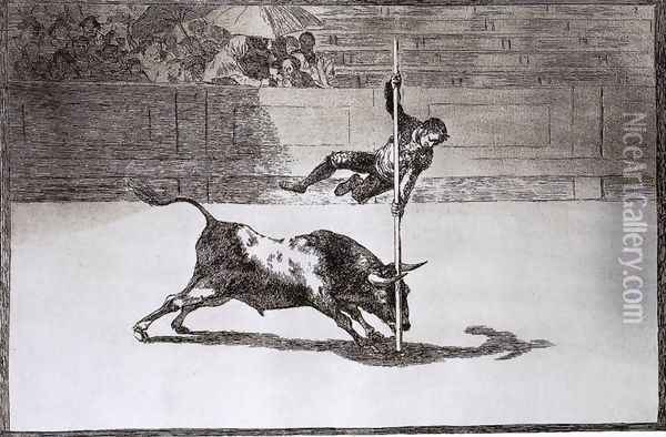 The Speed and Daring of Juanito Apiñani in the Ring of Madrid Oil Painting - Francisco De Goya y Lucientes