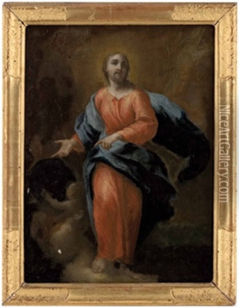 Christus Auf Wolken (+ Hl. Maria Auf Wolken; 2 Works) Oil Painting - Franz Ludwig Hermann