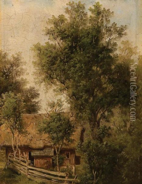 Summer Landscape With Barn Oil Painting - Mikhail Konstantinovich Klodt