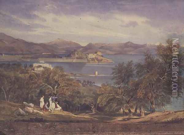 The Citadel of Corfu from Analipsis Oil Painting - Thomas Hartley Cromek